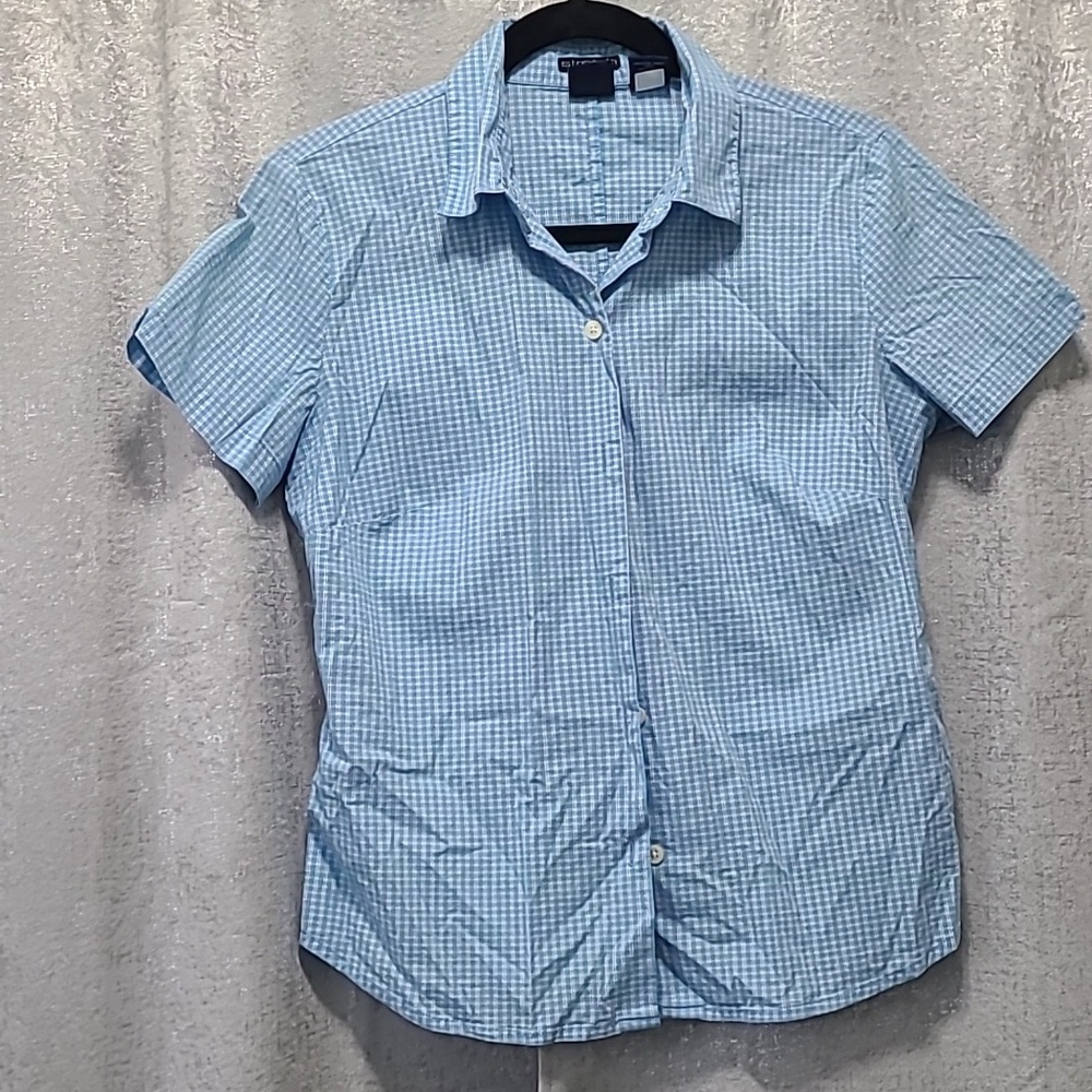 GAP Y2K Light Blue Checkered Shirt Size Small 2001 Hong Kong - Picture 7 of 8